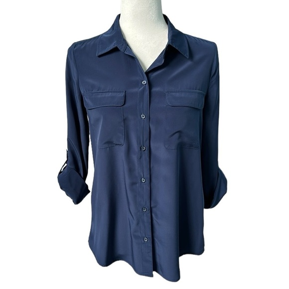 Old Navy Button Down Goodnight Nora Long Sleeve Navy Blue Blouse Size Small - Picture 1 of 14